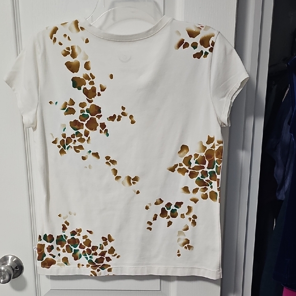 Zenergy Women's Short Sleeve Tee - Cream and Brown Floral - Picture 4 of 4